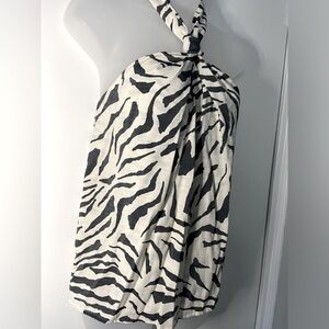 Nine West Halter Tank Blouse Zebra Print Size XS NWT!